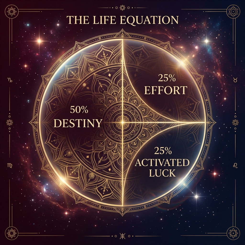 Life Equation: 50% Destiny, 25% Effort, 25% Activated Luck